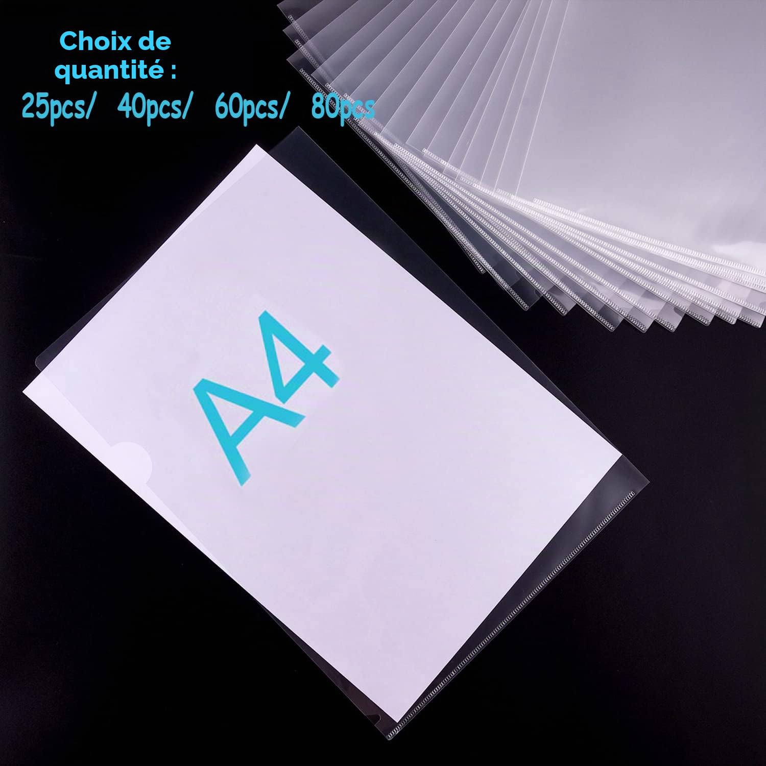 FEPITO Office pochette plastique A4 transparente lot de 80 PP