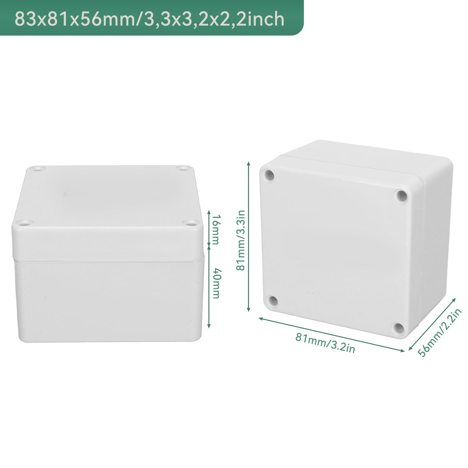 Tissting DIY F25 Boîte de Jonction IP65 Blanc 83x81x56mm