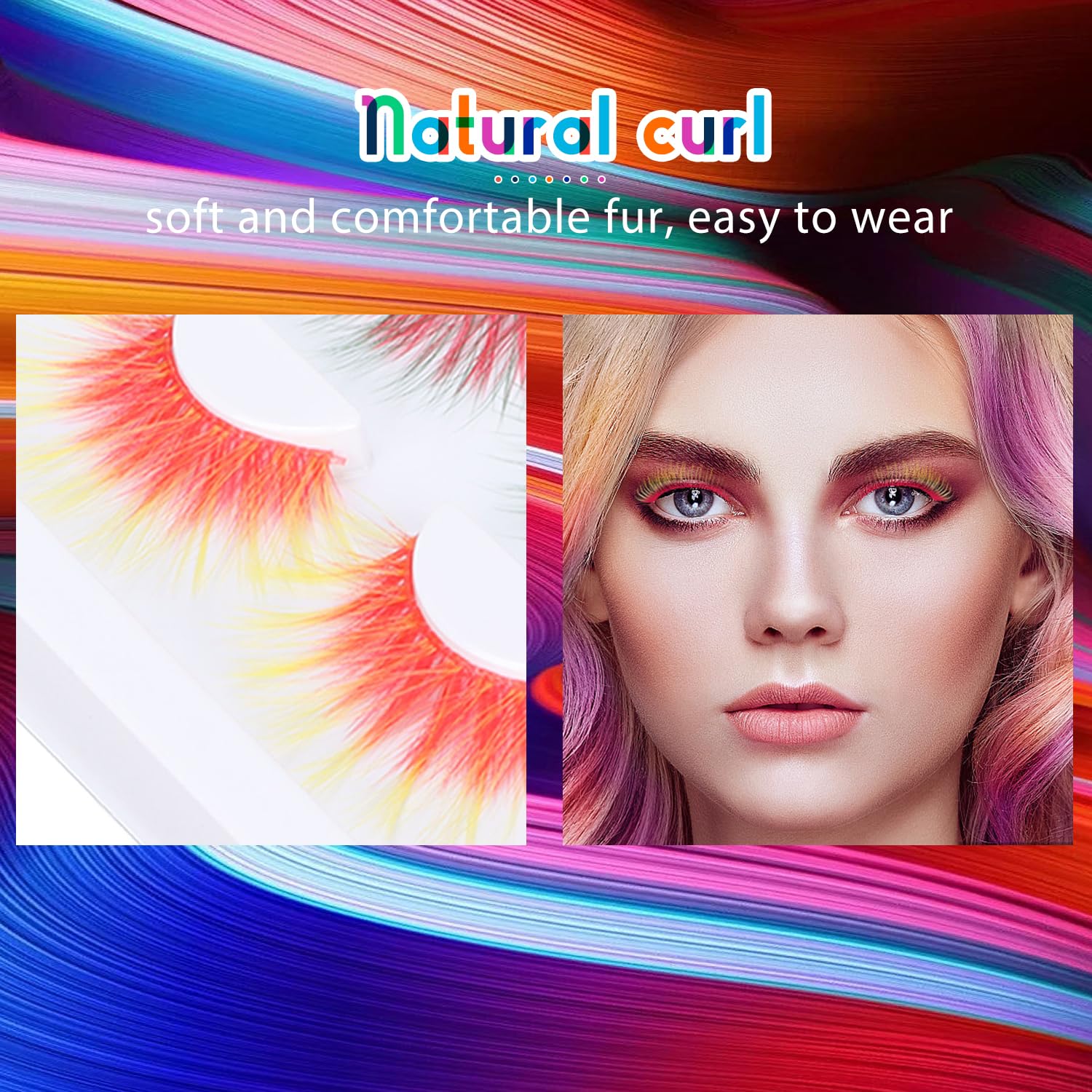 Tissting Faux cils colorés 6D longs lot 5 paires