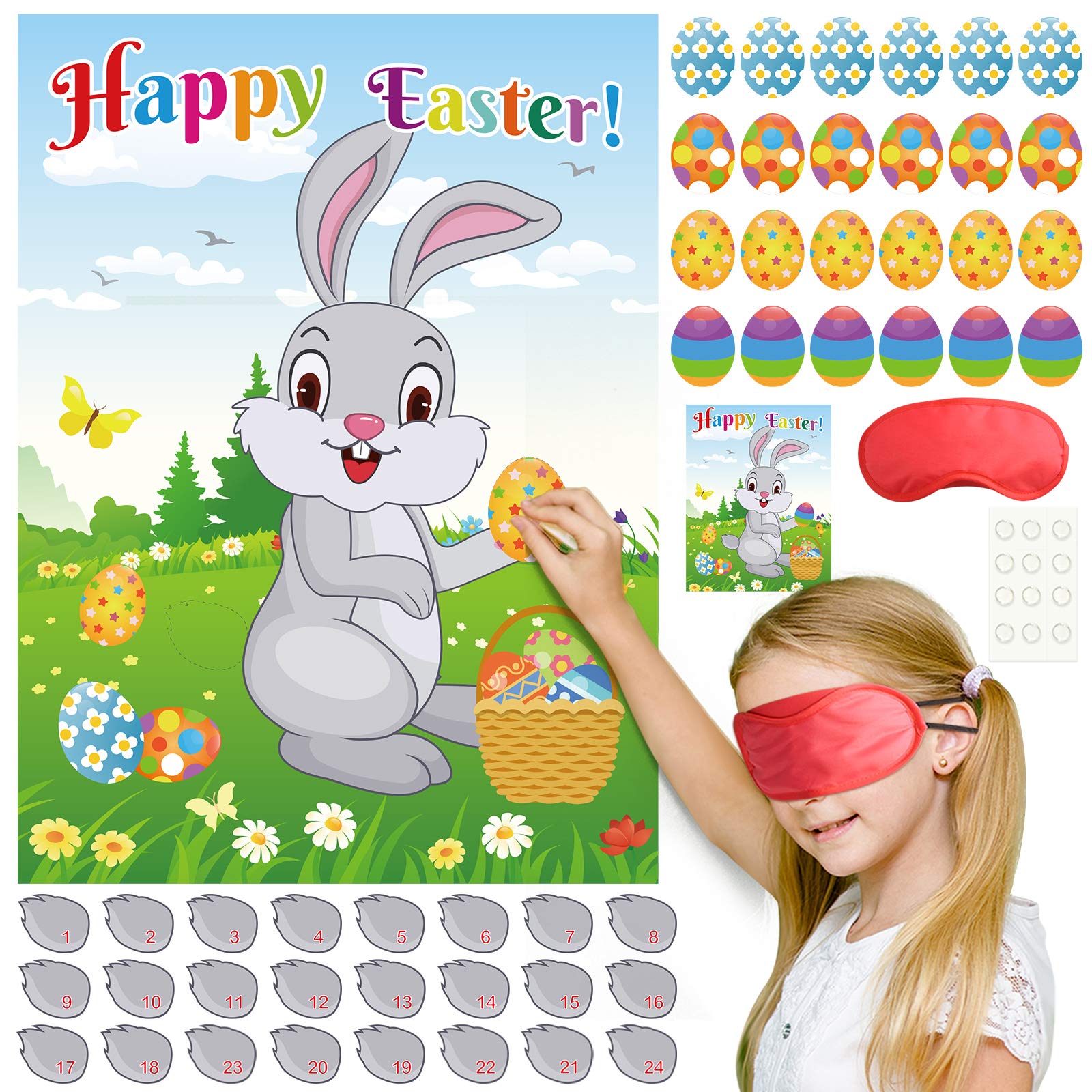 FEPITO Party Games jeu Pâques épingle lapin 49 pièces