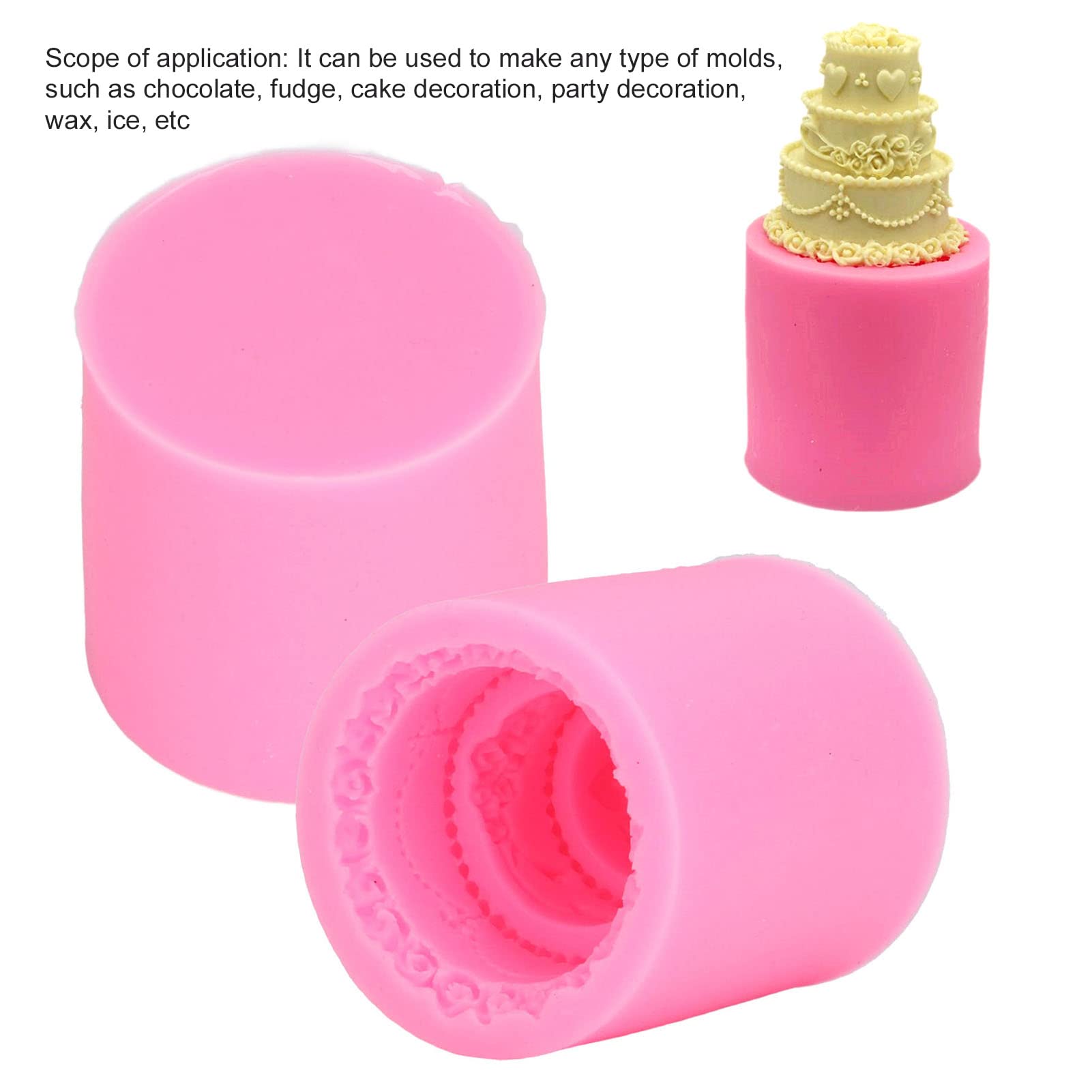 Tissting Mini Gâteau Mariage Moule Silicone Lot 2 Rose 6 cm