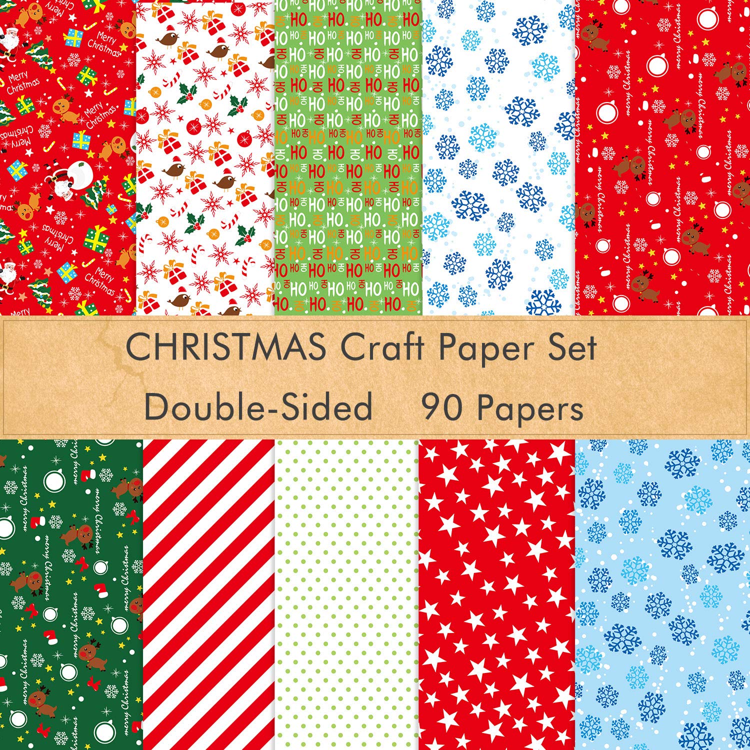 FEPITO papier décoratif Noël A4 30 feuilles 10 motifs