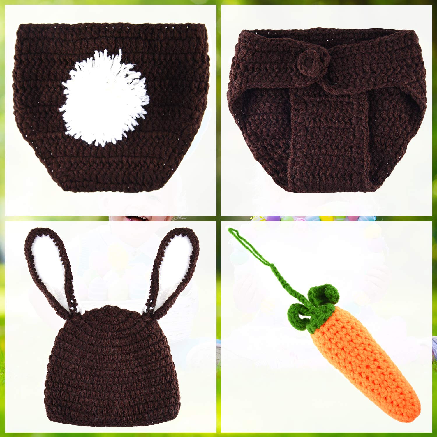FEPITO Lapin Pâques Costume Bébé Crochet Bonnet + Short