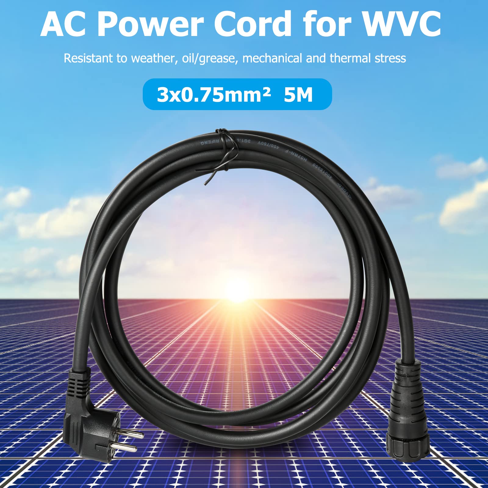 Jadeshay Câble Solaire AC 3x0.75mm² 5M Onduleur WVC