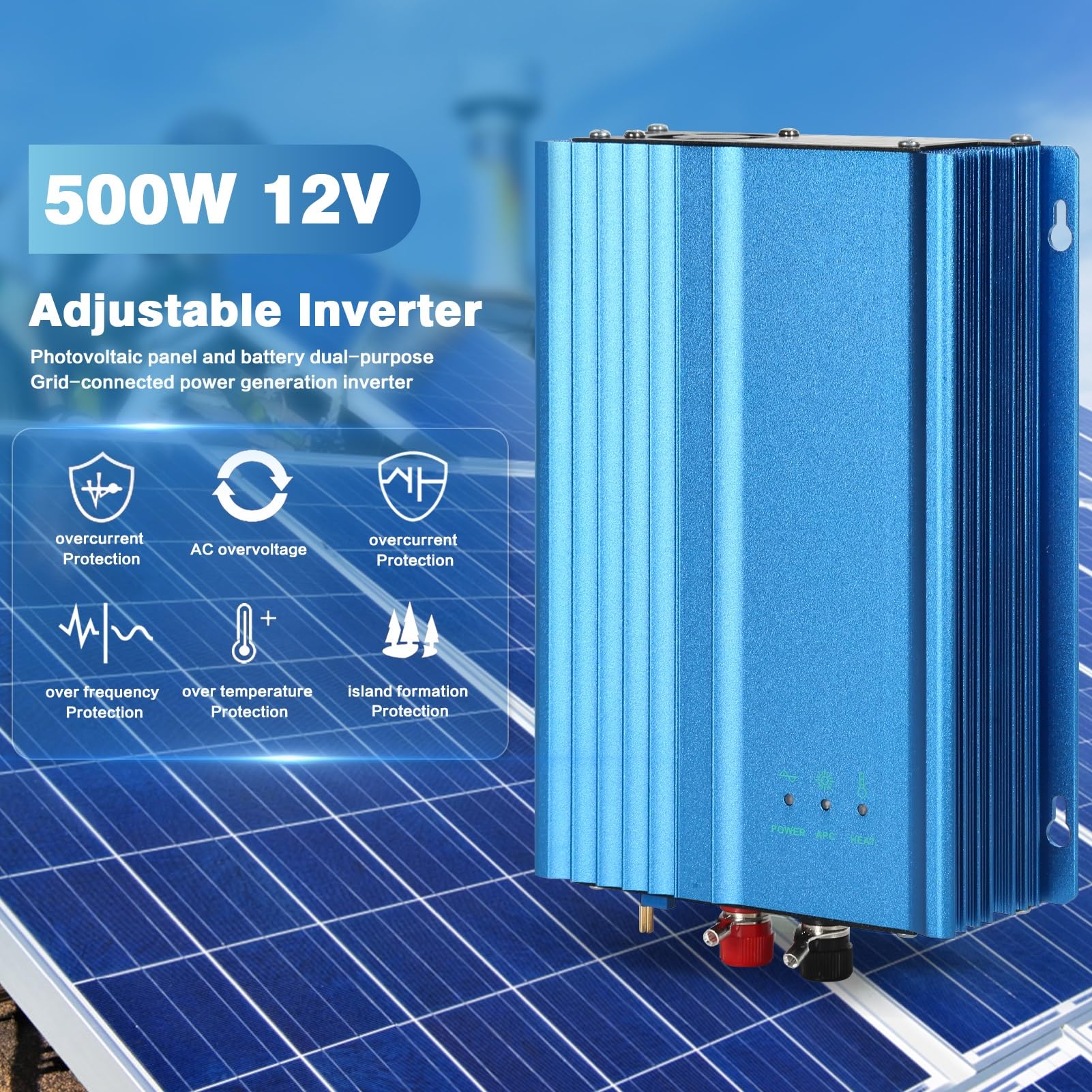 Jadeshay Solaire Photovoltaïque 500W onduleur solaire 12V AC 220V MPPT