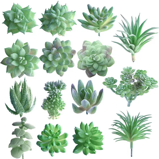 FEPITO Plantes succulentes artificielles vertes x15 mini