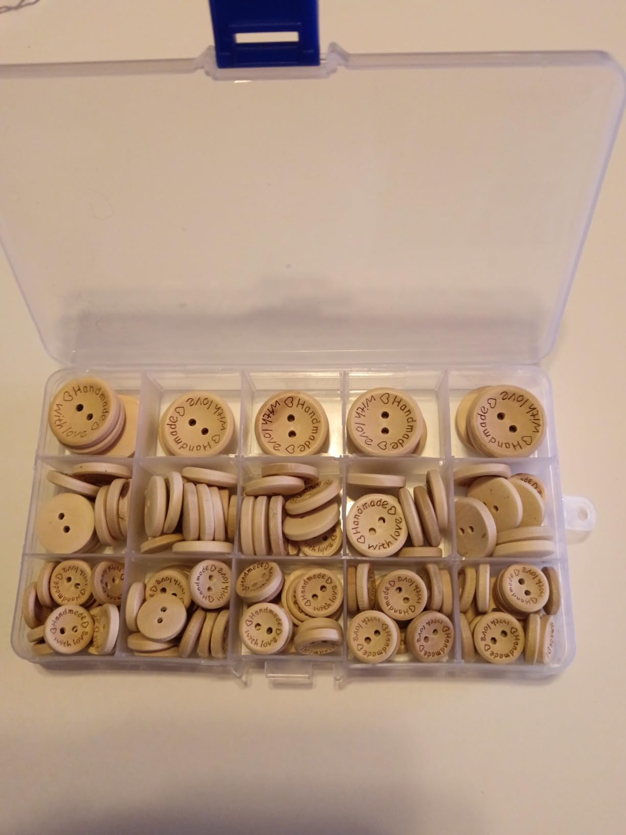 FEPITO Boutons Bois Rond With Love 140 Pièces 15-25 mm