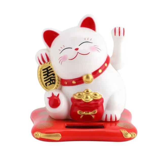 Jadeshay Articles Ménagers Maneki Neko chat solaire blanc