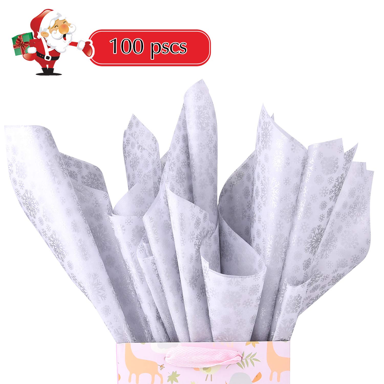 FEPITO papier de soie Noël argent 100 feuilles