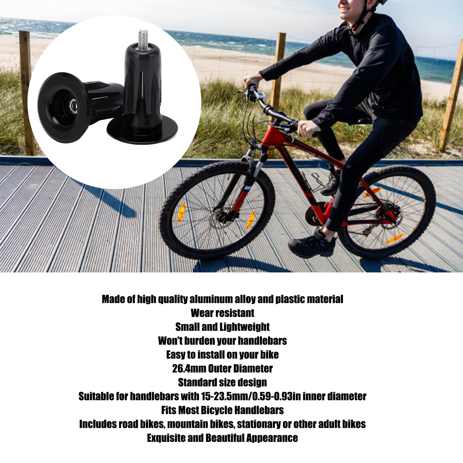 Tissting bouchons guidon vélo alu noir paire
