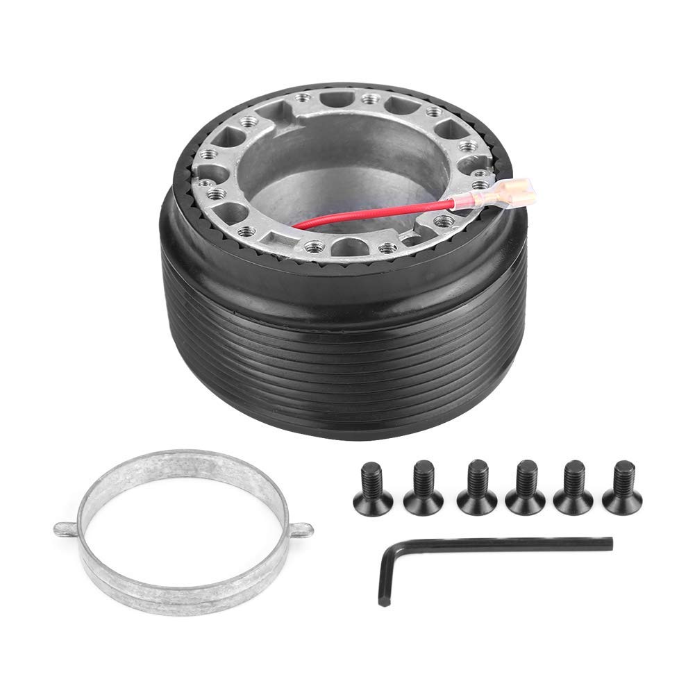 Ejoyous Repair Tool Moyeu Volant 6 Trous Adaptateur Noir Argent