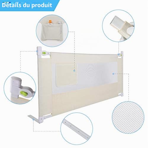 Ejoyous Barrière de Lit Enfant Pliable 2 m Antichute