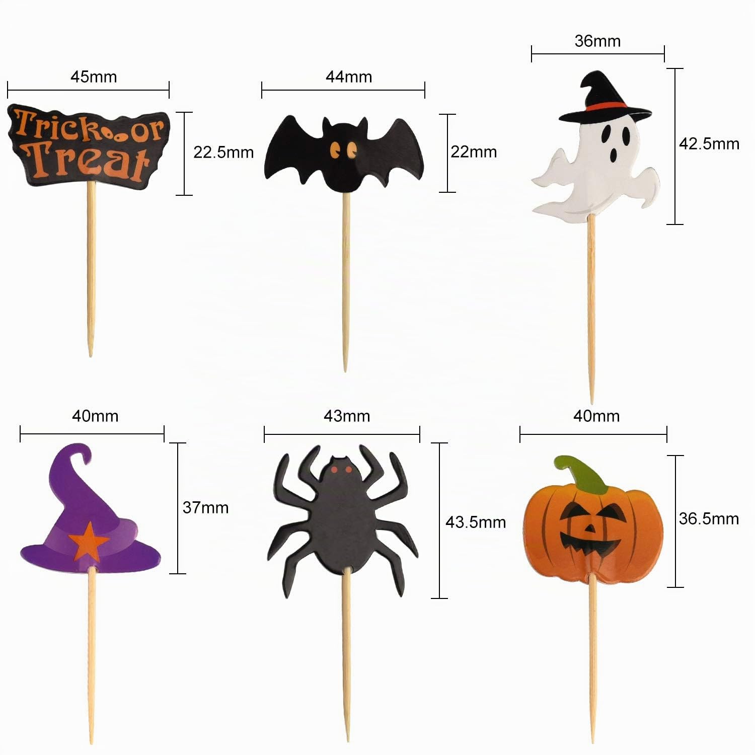 FEPITO Halloween cupcake topper cure-dent x60 décor