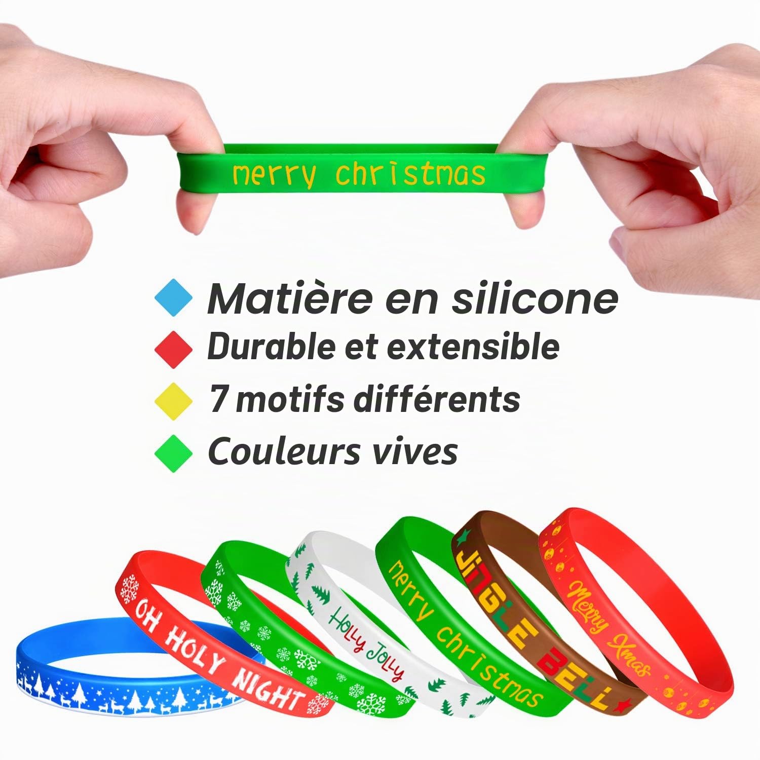 FEPITO Party bracelets Noël silicone 7 motifs lot 70