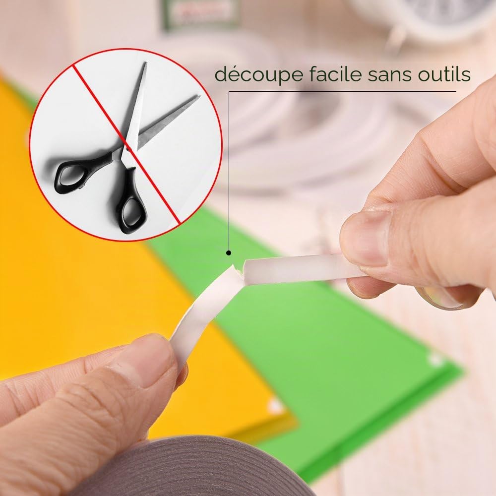 Fepito 6mmx25m Ruban Adhésif Double Face Lot de 6