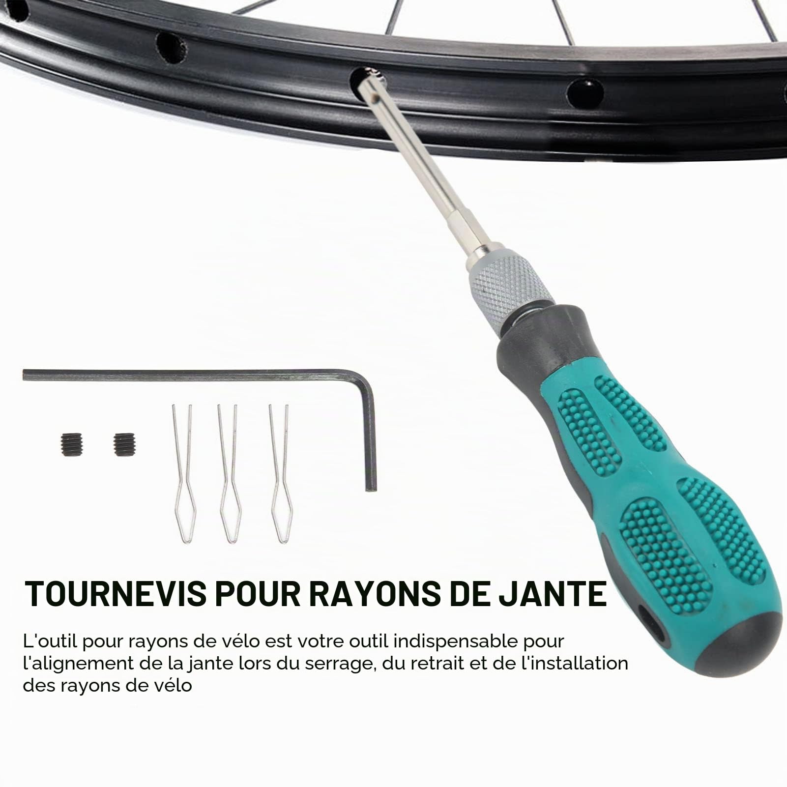 Tissting Outil Rayons Vélo Clé Inox avec Embout Perceuse