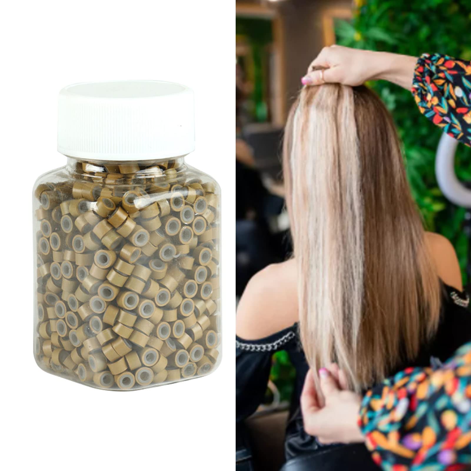 Tissting Micro Anneaux Extensions Cheveux Brun Clair 500 Pcs Silicone