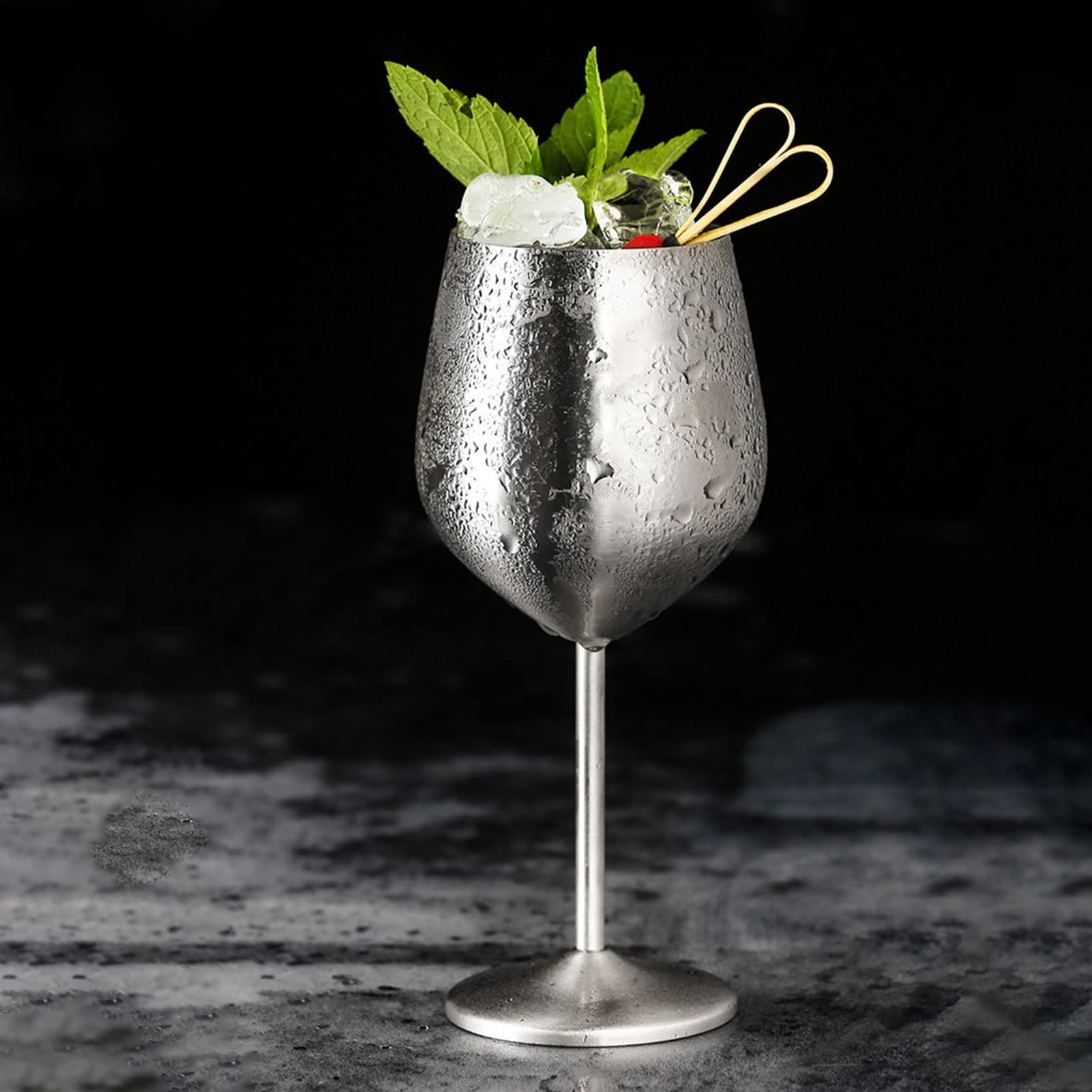 Tissting Verre à Vin Inox Argent 21,4 cm Base Large