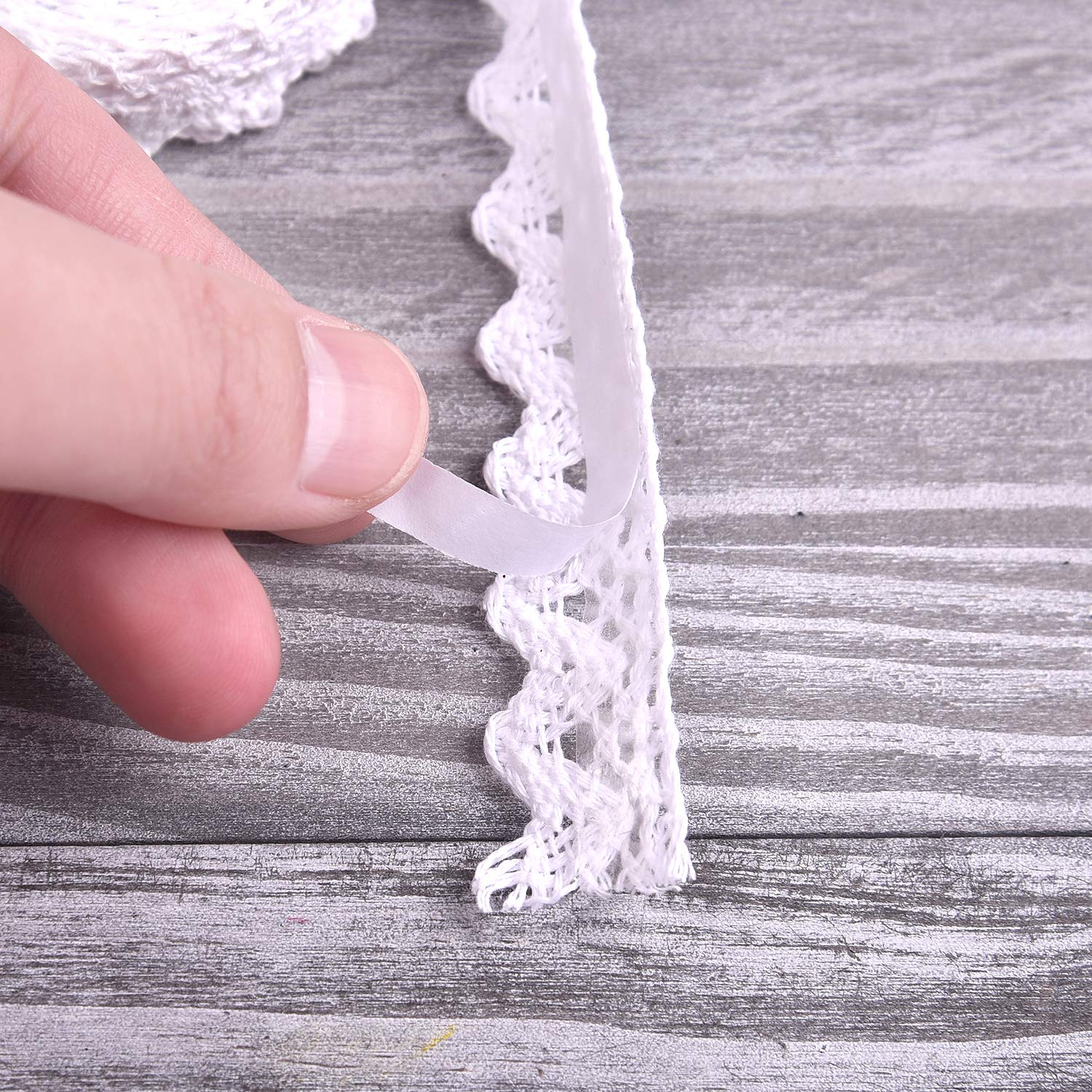 FEPITO Ruban Dentelle Blanc Adhésif 15 mm x 3,4 m Lot 2