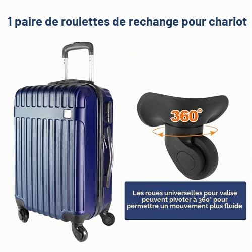 Ejoyous Roues Valise Rechange 360° Plastique Noir 10,8x10,3 cm