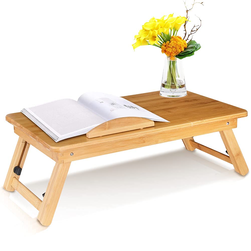 Ejoyous Bedside Table table de lit pliable bambou 50x30 cm tiroir