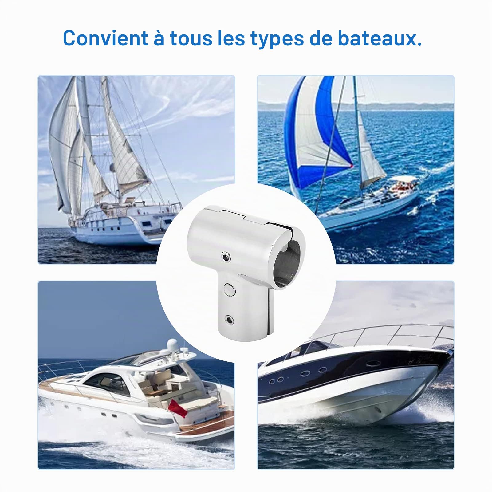 Tissting Vehicle Boat connecteur T inox 22 mm tube bateau