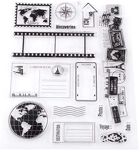 Ejoyous Tampons Silicone Transparents Voyage Carte Terre 13 Motifs