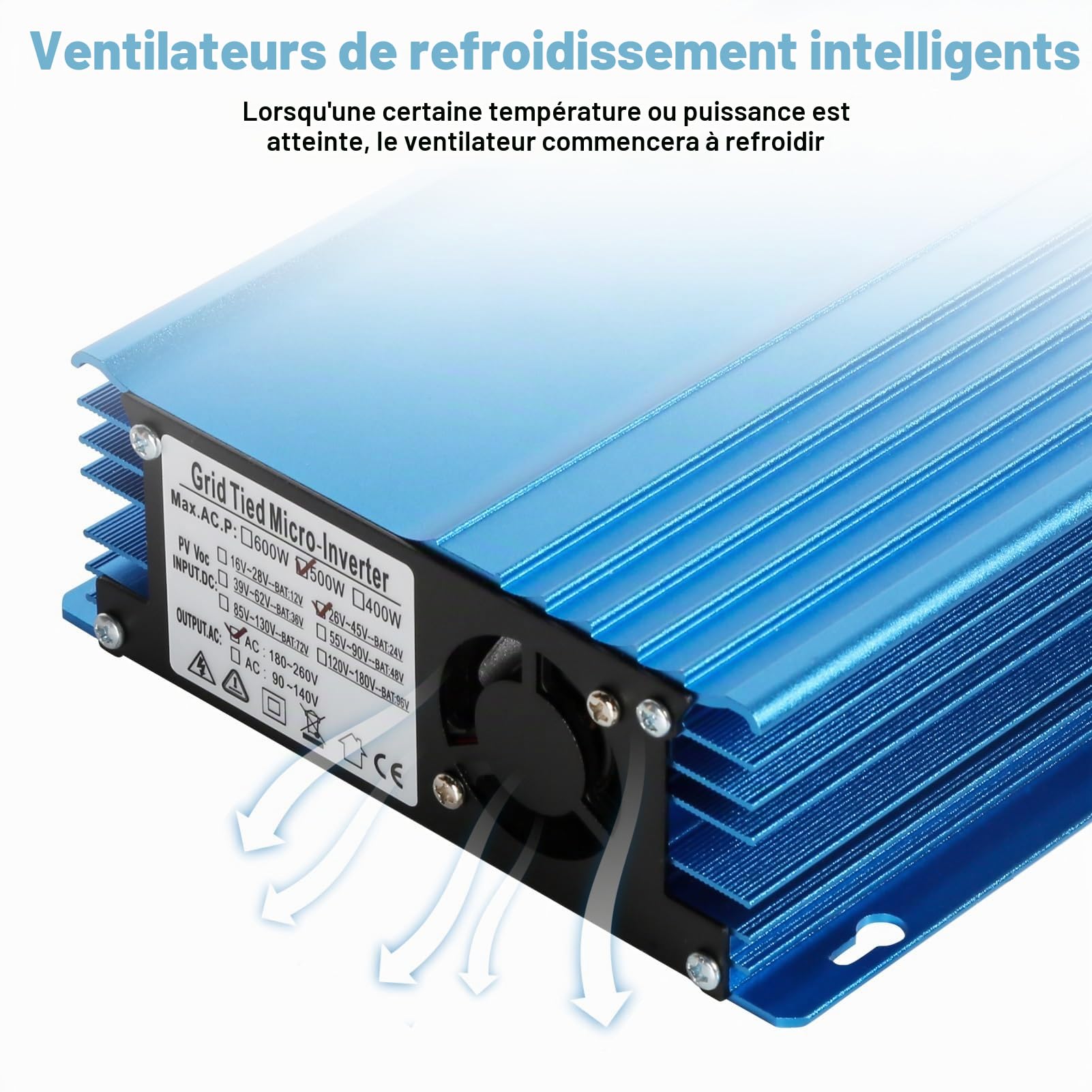 Jadeshay Solaire Photovoltaïque 500W onduleur solaire 12V AC 220V MPPT