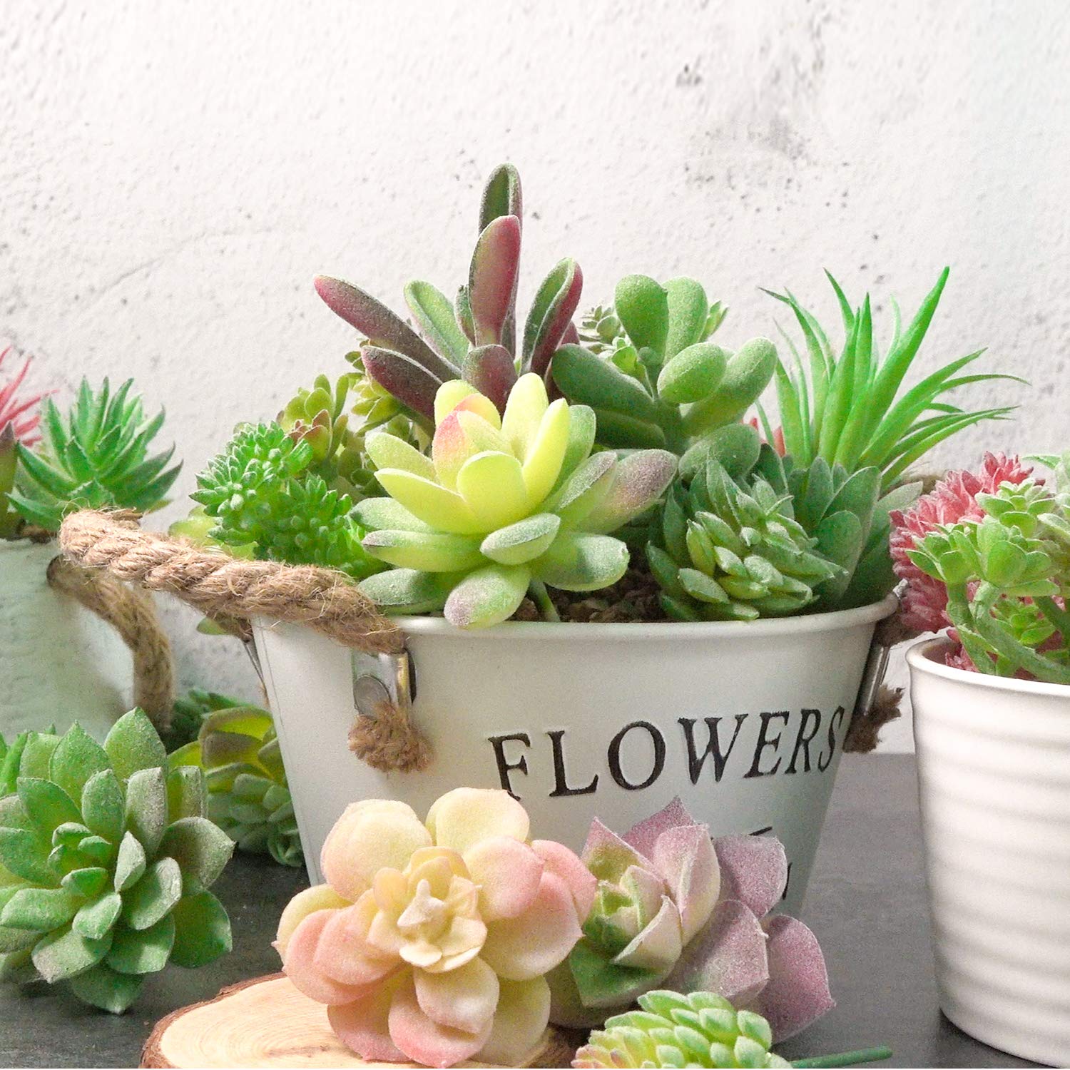 FEPITO Plantes Succulentes Artificielles Vertes 16 Pièces