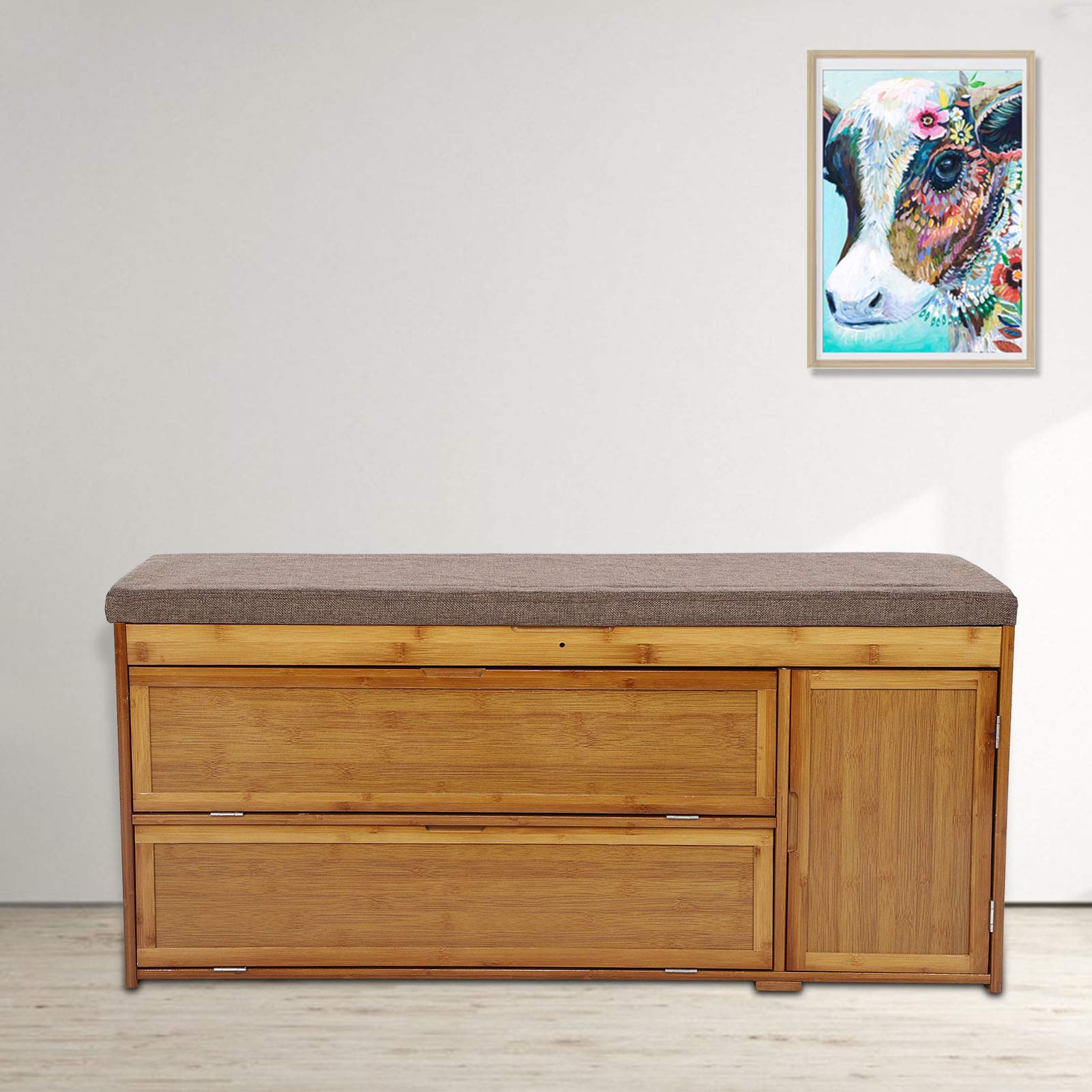 Ejoyous Living Room banc à chaussures bambou 100 cm rembourré