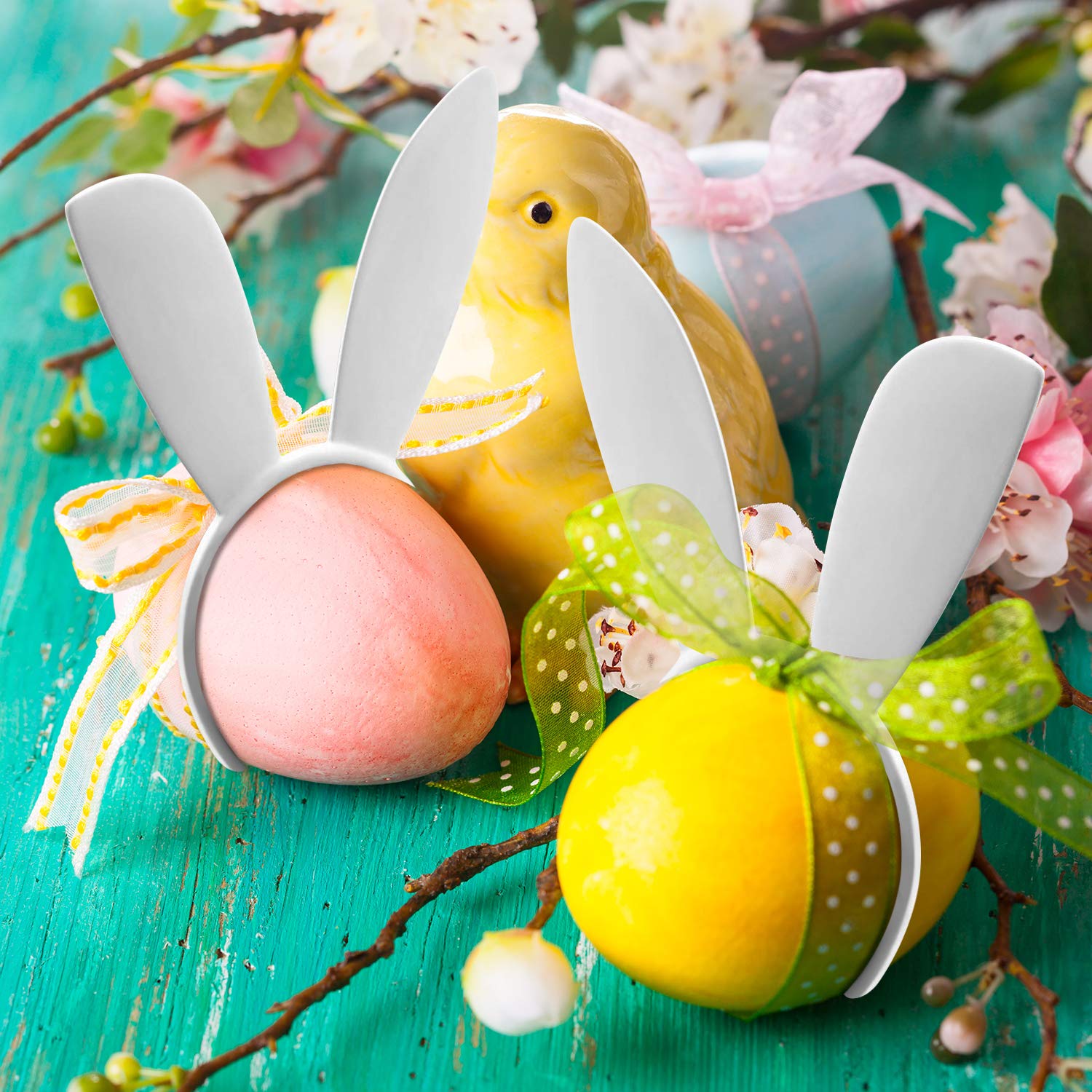 FEPITO Party Decorations ronds serviette lapin blanc x12