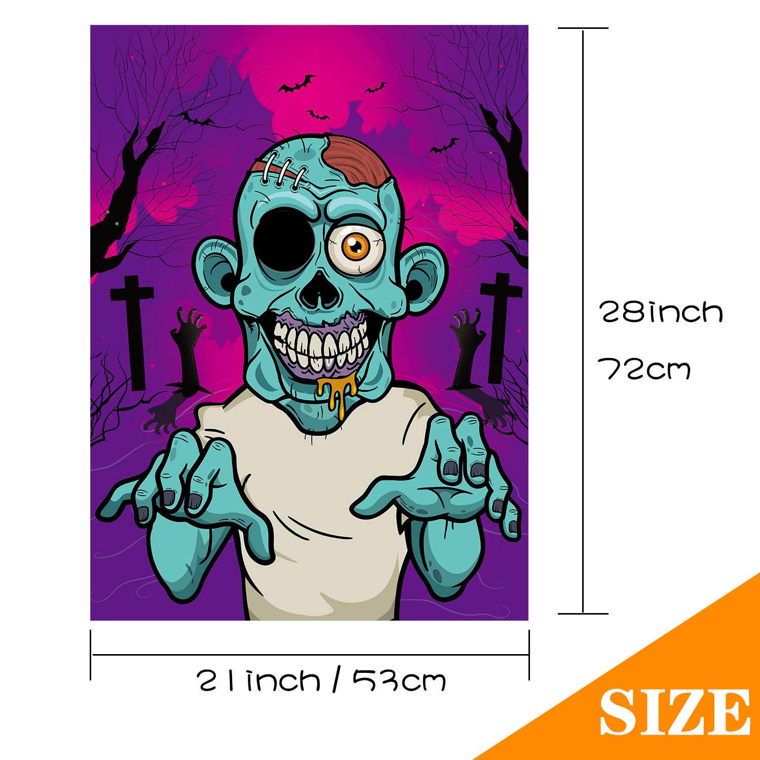 FEPITO Party Games jeu Halloween zombie 24 yeux 72x54 cm