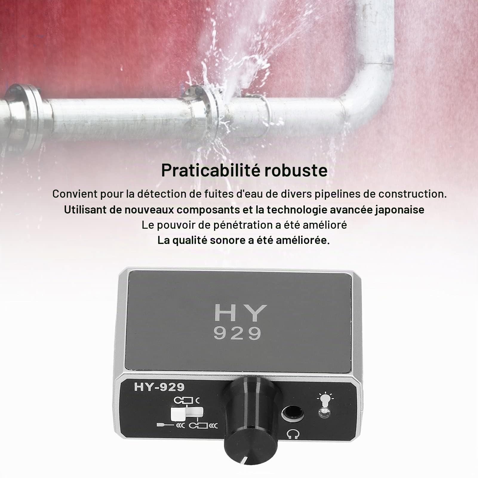 Tissting DIY Détecteur Fuite Eau Souterraine Double Sonde ABS