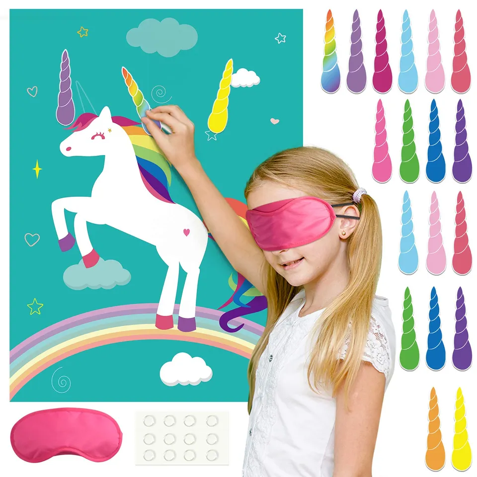 FEPITO Pin the Horn jeu licorne anniversaire 24 cornes