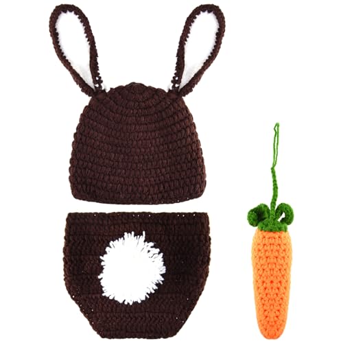 FEPITO Lapin Pâques Costume Bébé Crochet Bonnet + Short