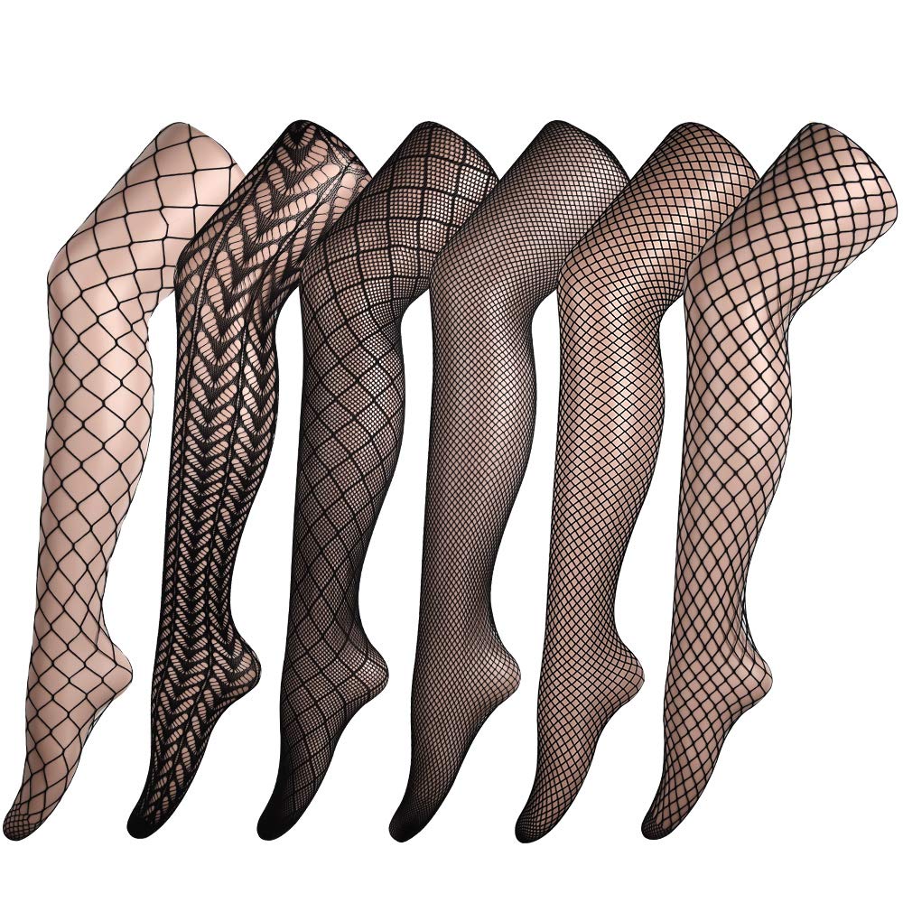 FEPITO Collants Résille Noirs S-M Taille Haute