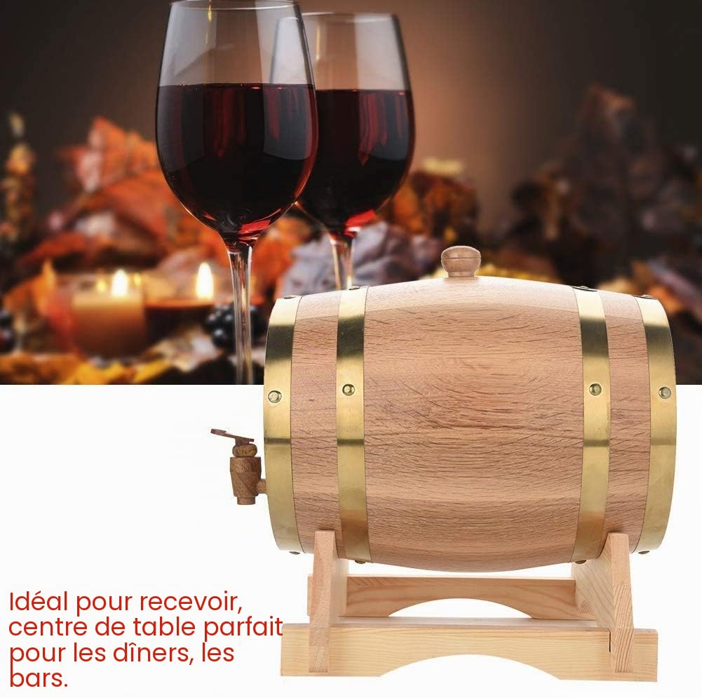 Ejoyous Tonneau Vin Chêne 5 L + Support Robinet