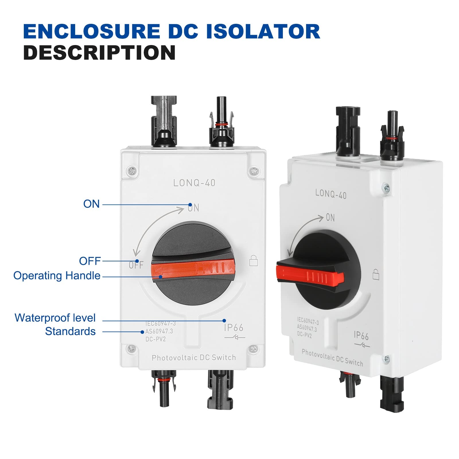 Jadeshay Isolateur solaire interrupteur sectionneur DC 32A 1200V IP66