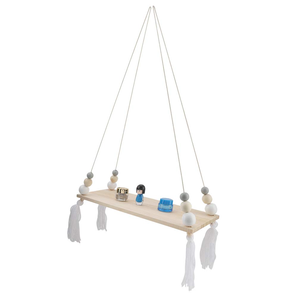 Tissting Étagère Murale Suspendue Gris Blanc Bois 39cm