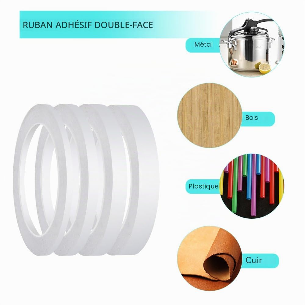 FEPITO Adhesive Tapes ruban double face 4 rouleaux 25m