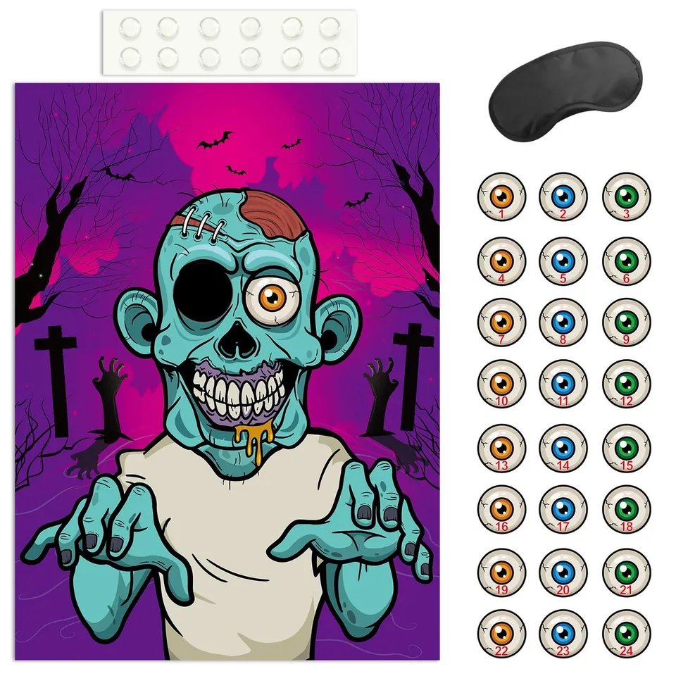 FEPITO Party Games jeu Halloween zombie 24 yeux 72x54 cm