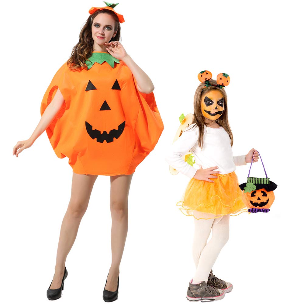 FEPITO Costume Citrouille Halloween Adulte 4 Pièces orange