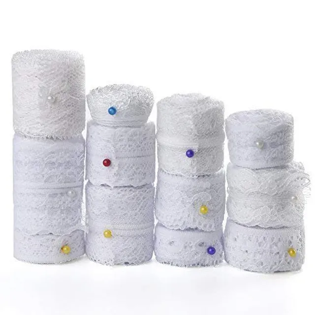 Fepito 12 Rouleaux Ruban Dentelle Blanche 39,6 m