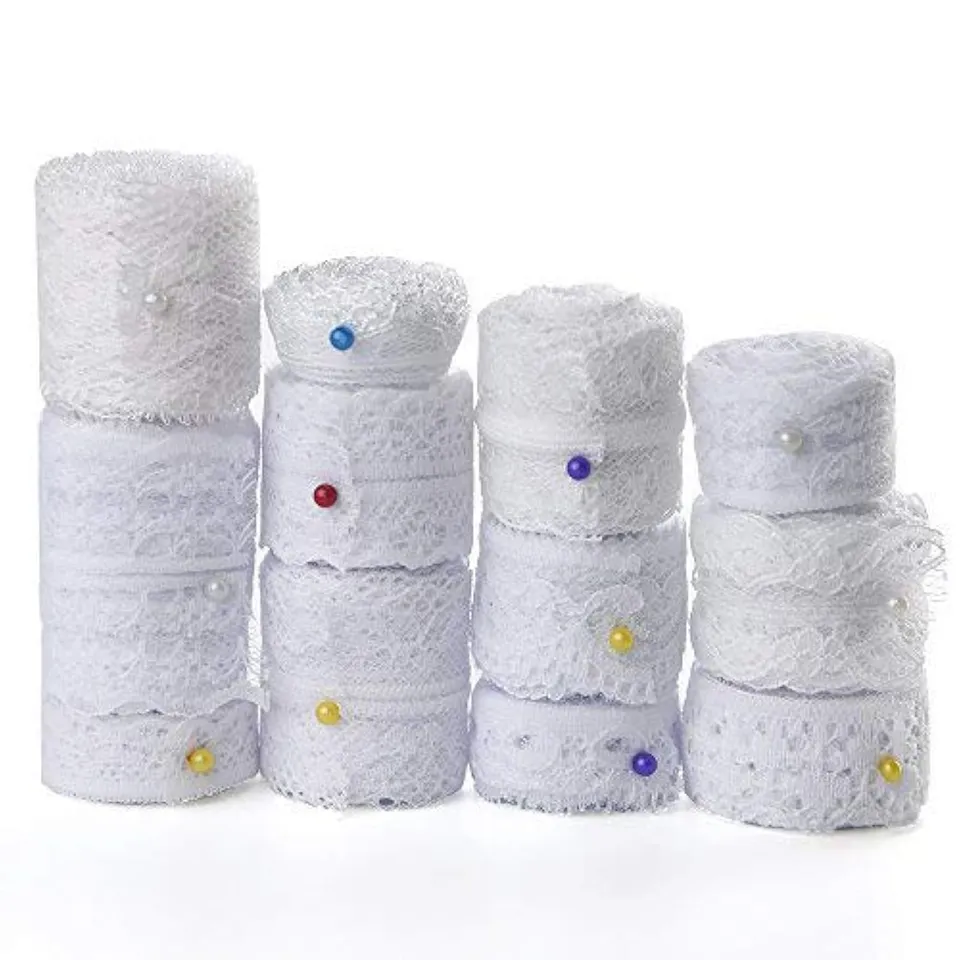 Fepito 12 Rouleaux Ruban Dentelle Blanche 39,6 m