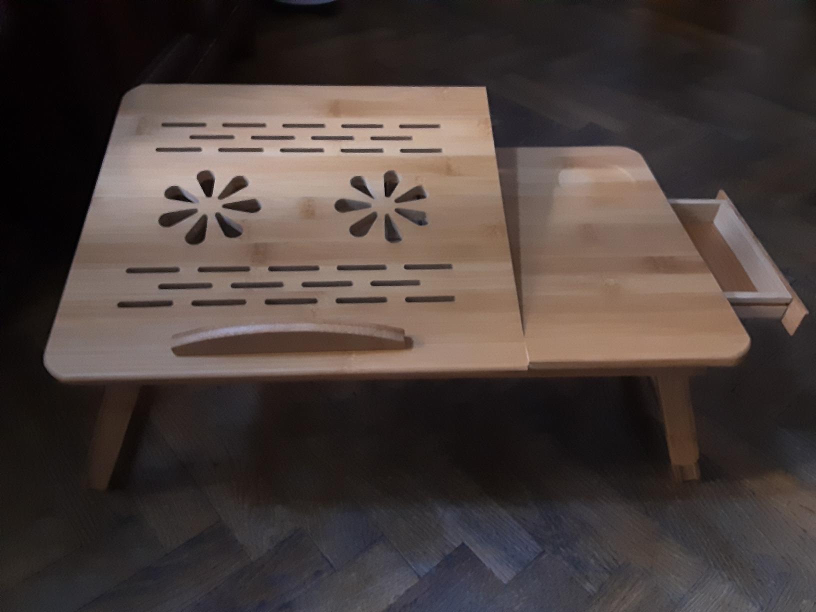 Ejoyous table de lit bambou pliable tiroir 50x30