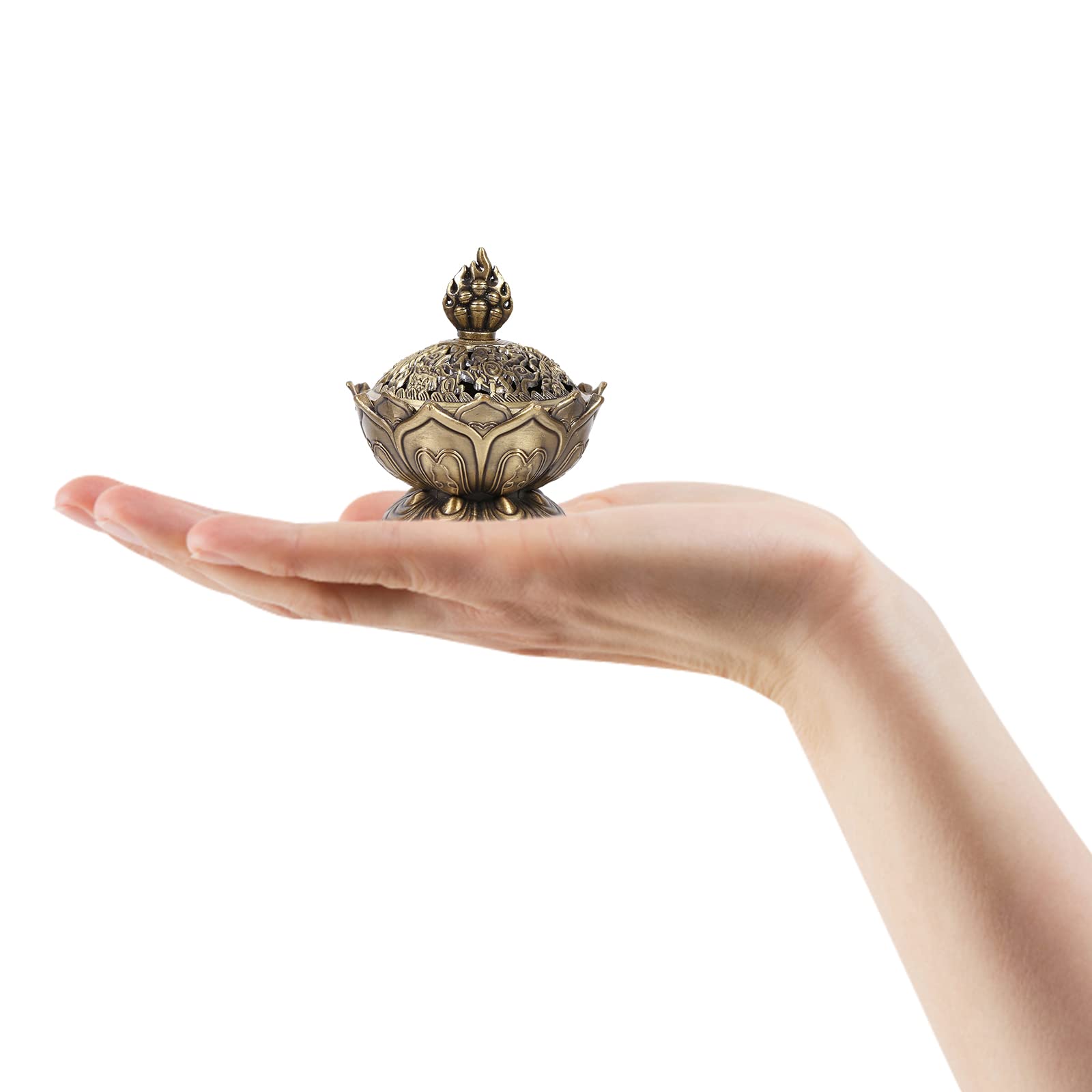 Jadeshay Articles Ménagers brûleur encens lotus bronze
