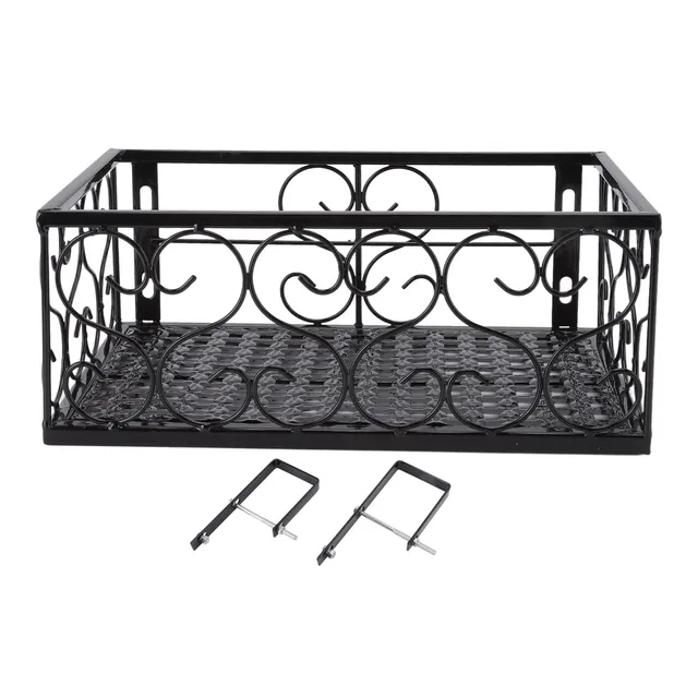 Tissting Support pot fleur balcon fer noir 6,5 cm