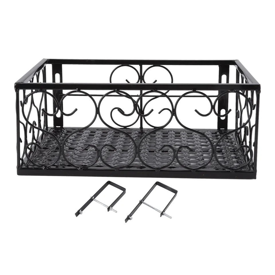 Tissting Support pot fleur balcon fer noir 6,5 cm
