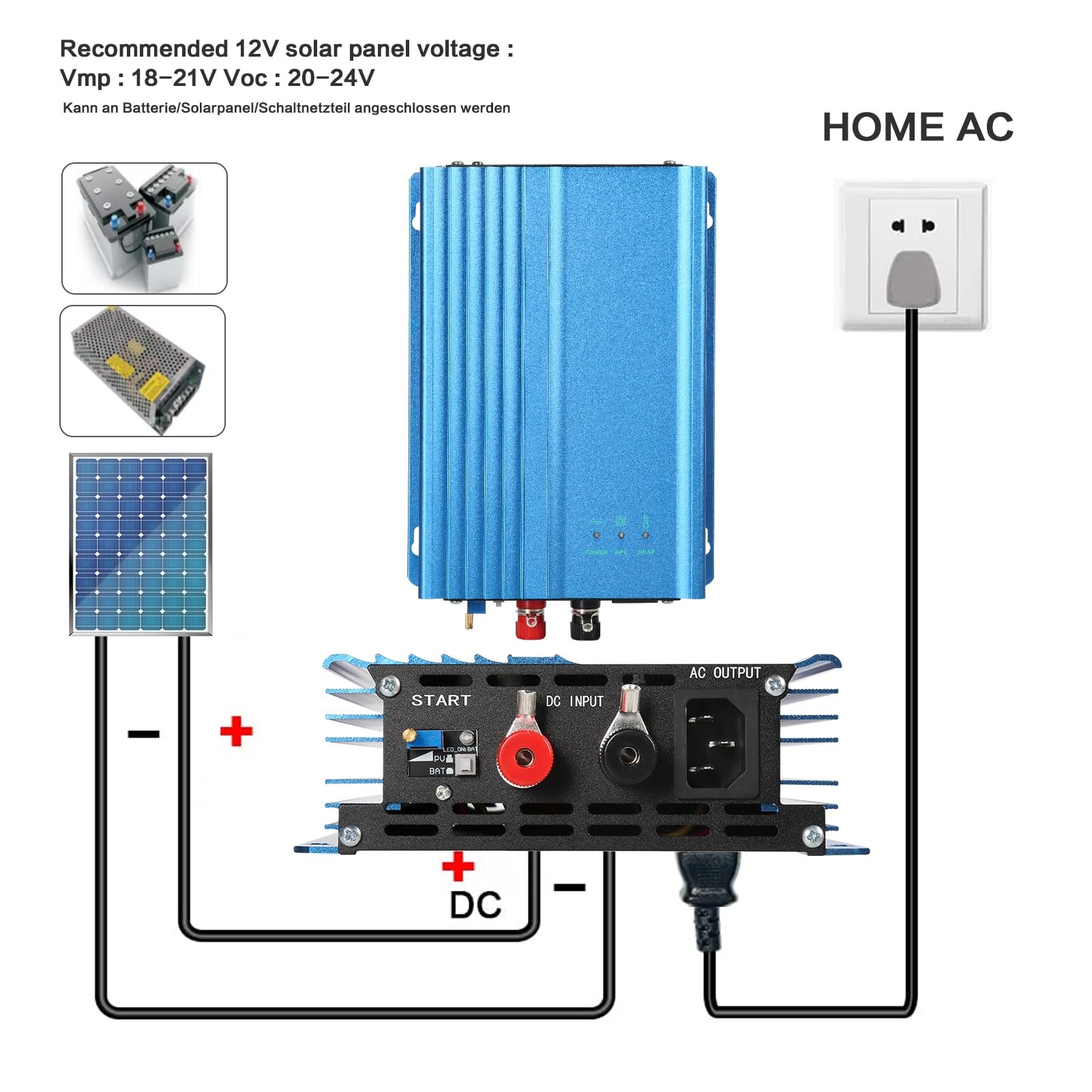 Jadeshay Onduleur Solaire Micro 500W 24V MPPT 220V