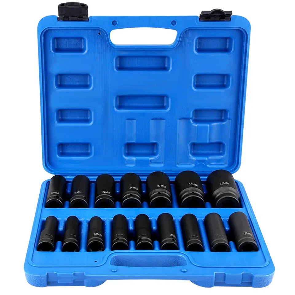 Ejoyous Jeu 16 Douilles à Choc 1/2" 10-32mm + coffret